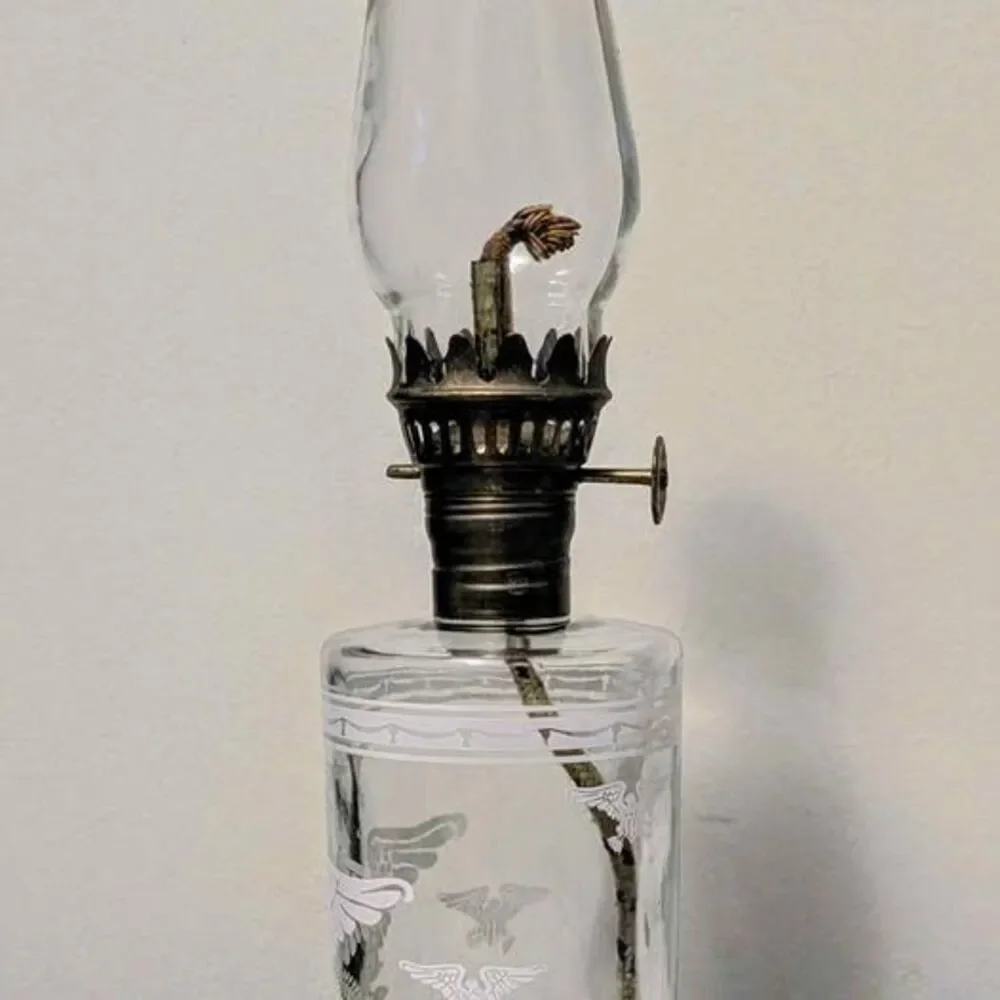 Vintage Eagle Glass Oil Lamp